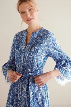 New Soft Surroundings Adeline Short Dress SpringPaisleyChambray