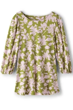 New Soft Surroundings Ainsley Linen Blend Tunic InkBloomsGreen