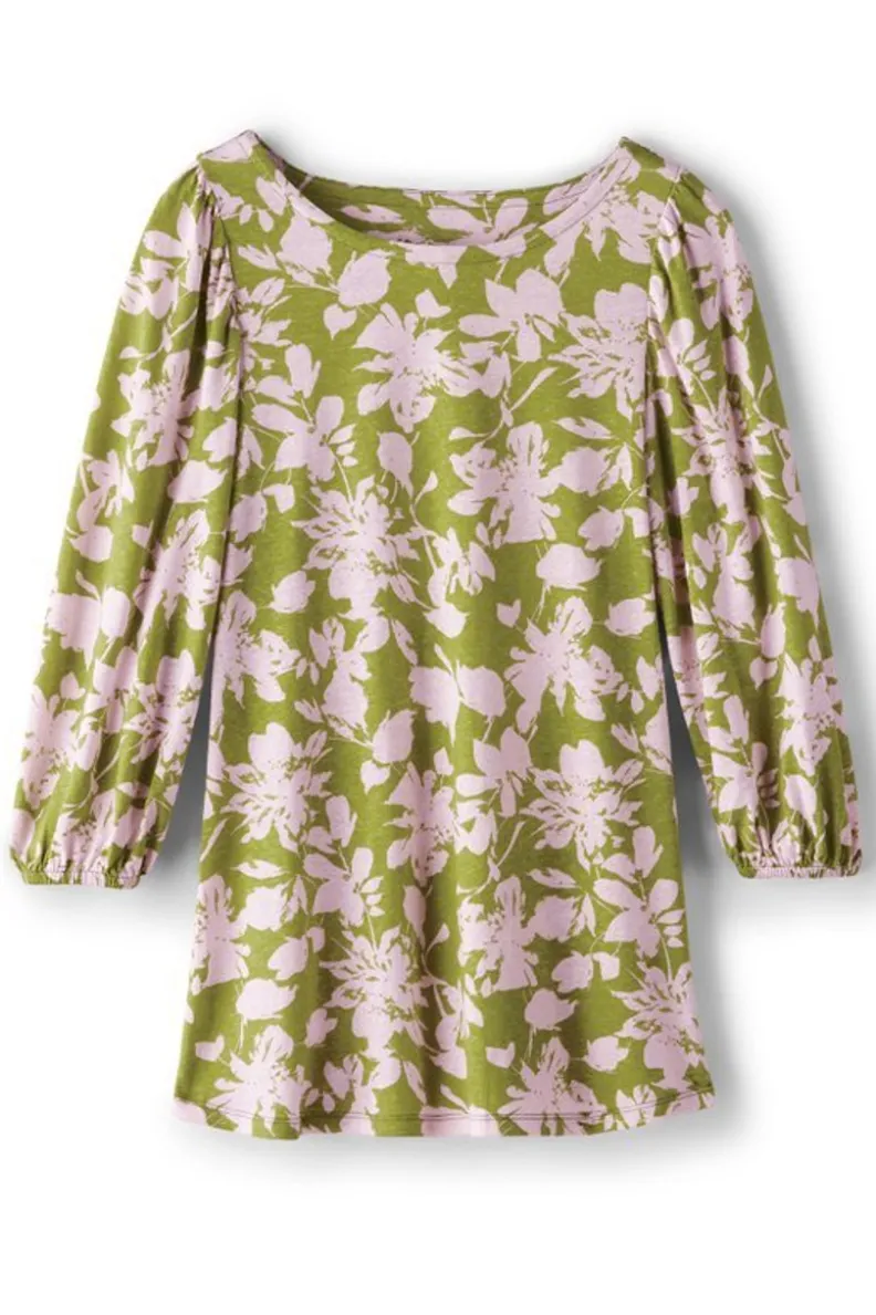 New Soft Surroundings Ainsley Linen Blend Tunic InkBloomsGreen