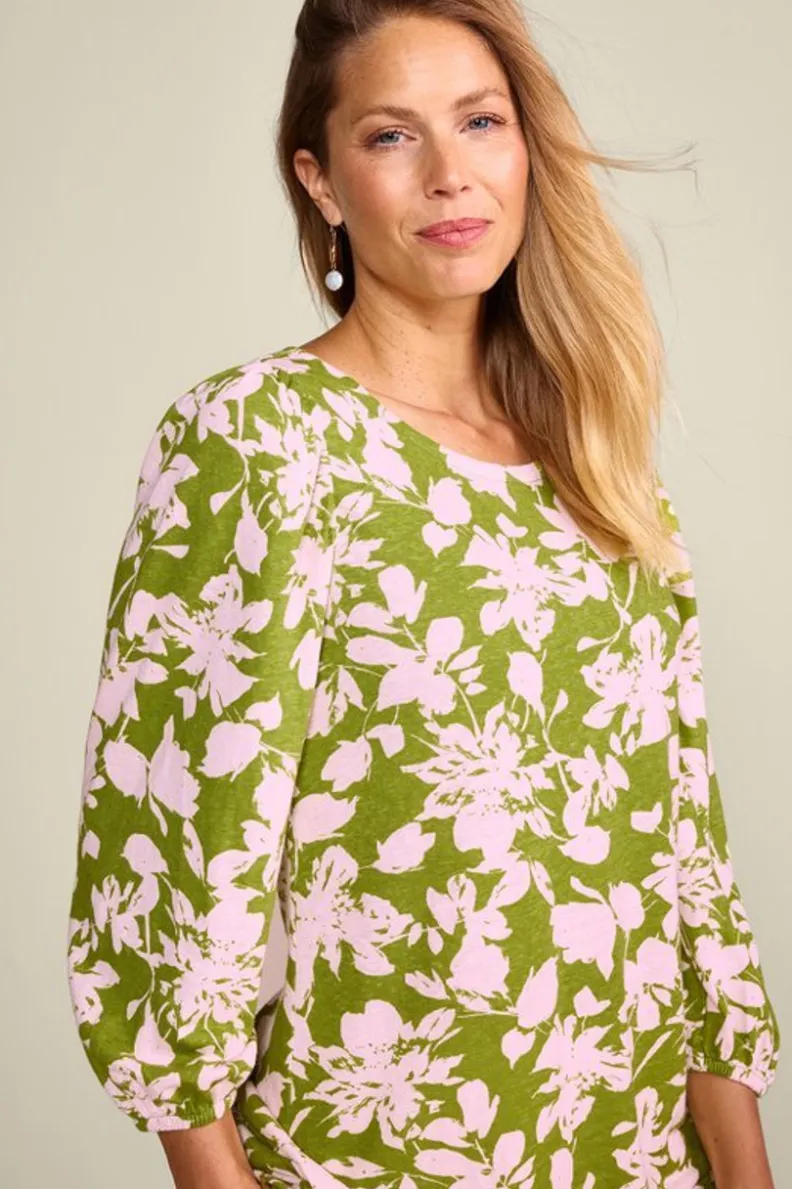 New Soft Surroundings Ainsley Linen Blend Tunic InkBloomsGreen