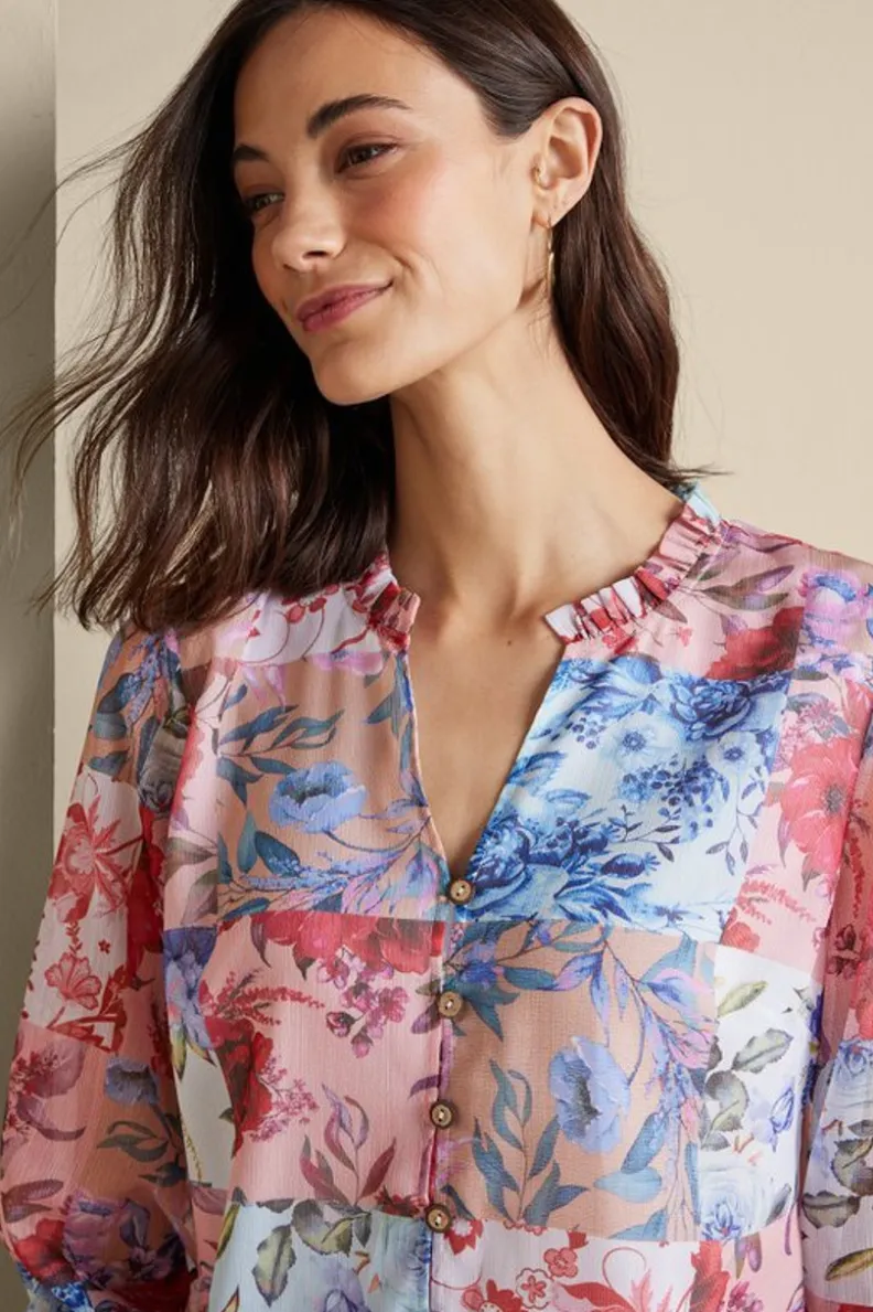 Sale Soft Surroundings Anastasia Shirt ChrysanthemumFloral