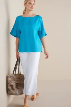 New Soft Surroundings Andrea Linen Blend Pullover