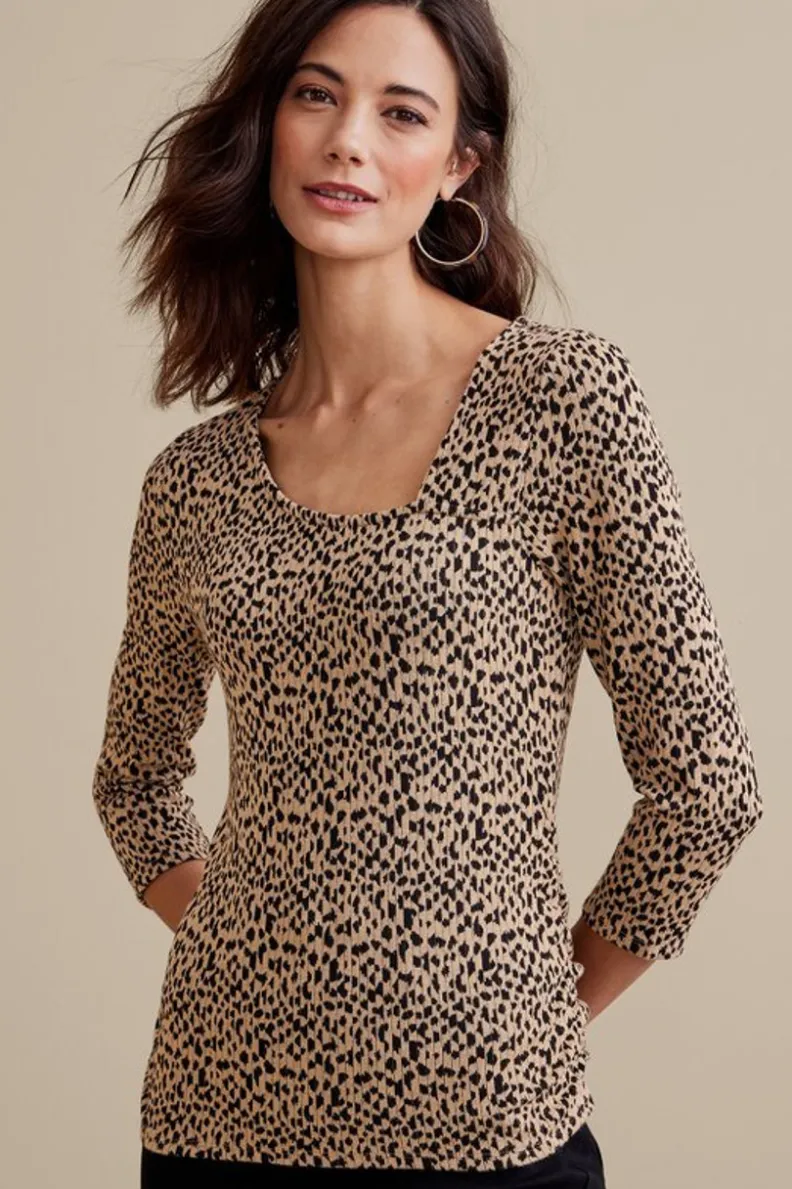 Hot Soft Surroundings Anesha Top Leopard