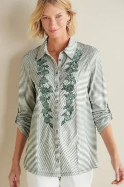 Fashion Soft Surroundings Anisa Tunic GreenMilieuStripe