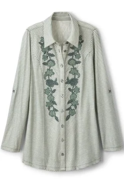 Fashion Soft Surroundings Anisa Tunic GreenMilieuStripe