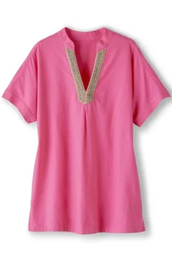 Sale Soft Surroundings Annalise Linen Blend Tunic AzaleaPink