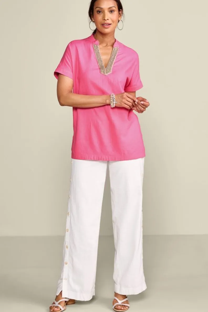 Sale Soft Surroundings Annalise Linen Blend Tunic AzaleaPink