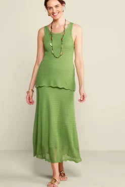 Fashion Soft Surroundings April Crochet Sweater Skirt PiquantGreen