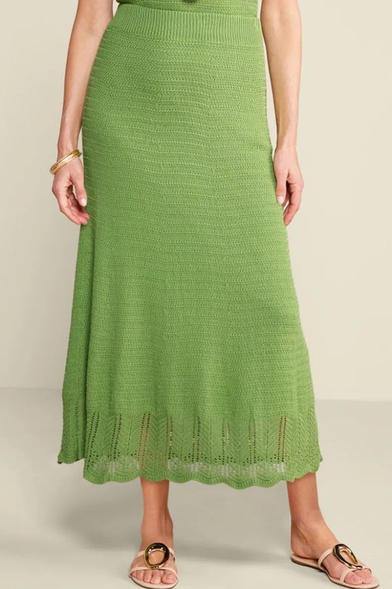 Fashion Soft Surroundings April Crochet Sweater Skirt PiquantGreen