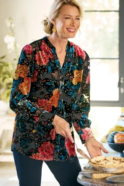 Online Soft Surroundings Autumn Velvet Tunic BlackMulti