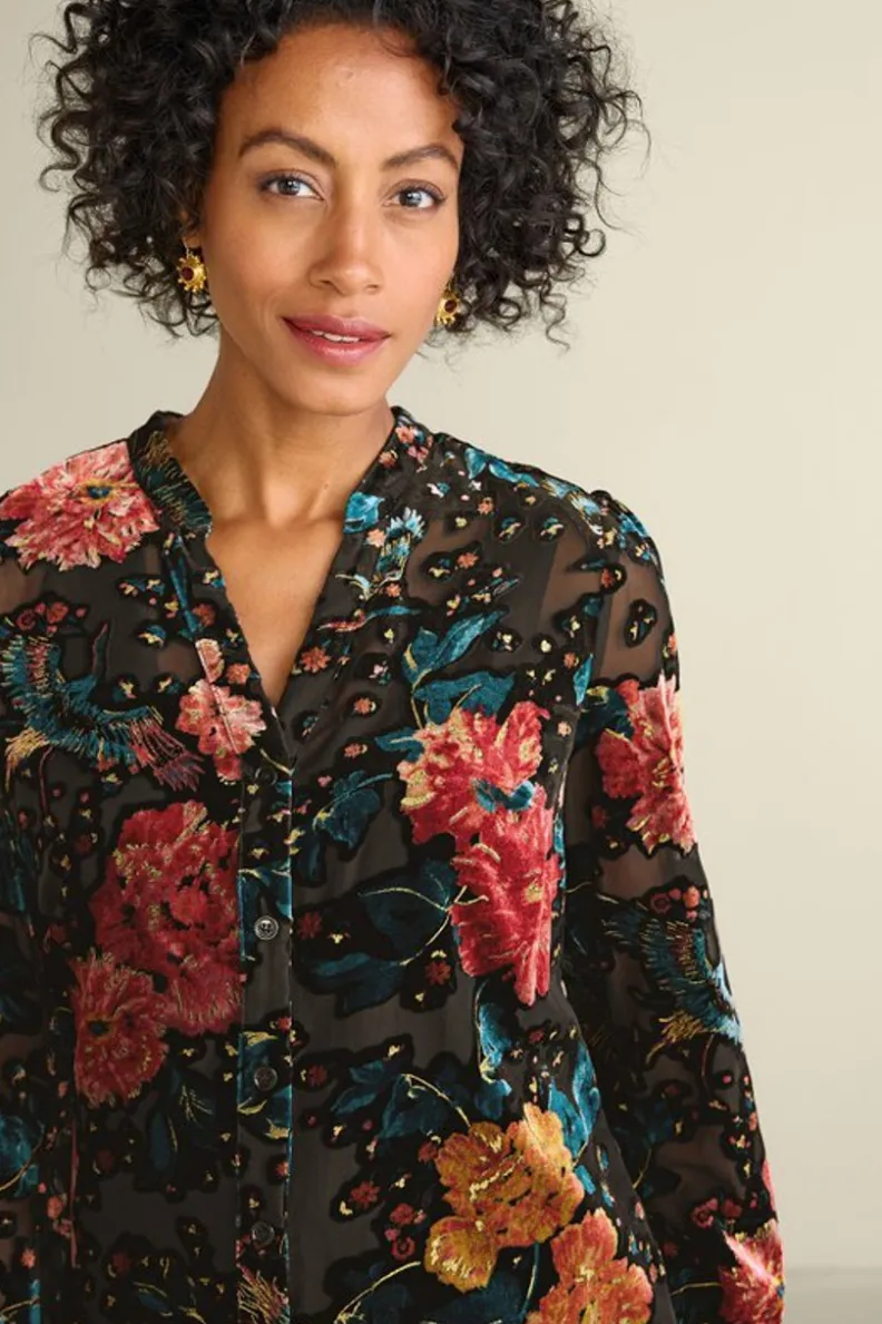 Online Soft Surroundings Autumn Velvet Tunic BlackMulti