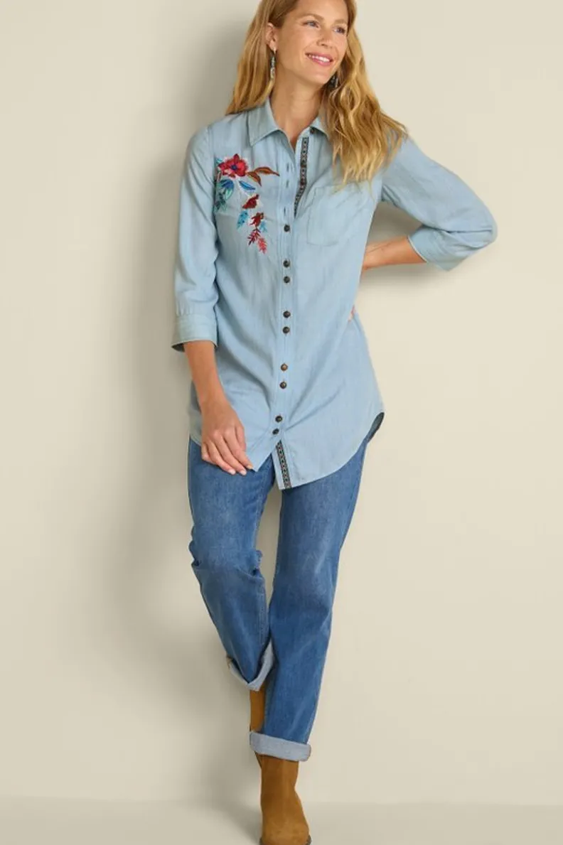 New Soft Surroundings Aveline Tencel™ Tunic LightChambray