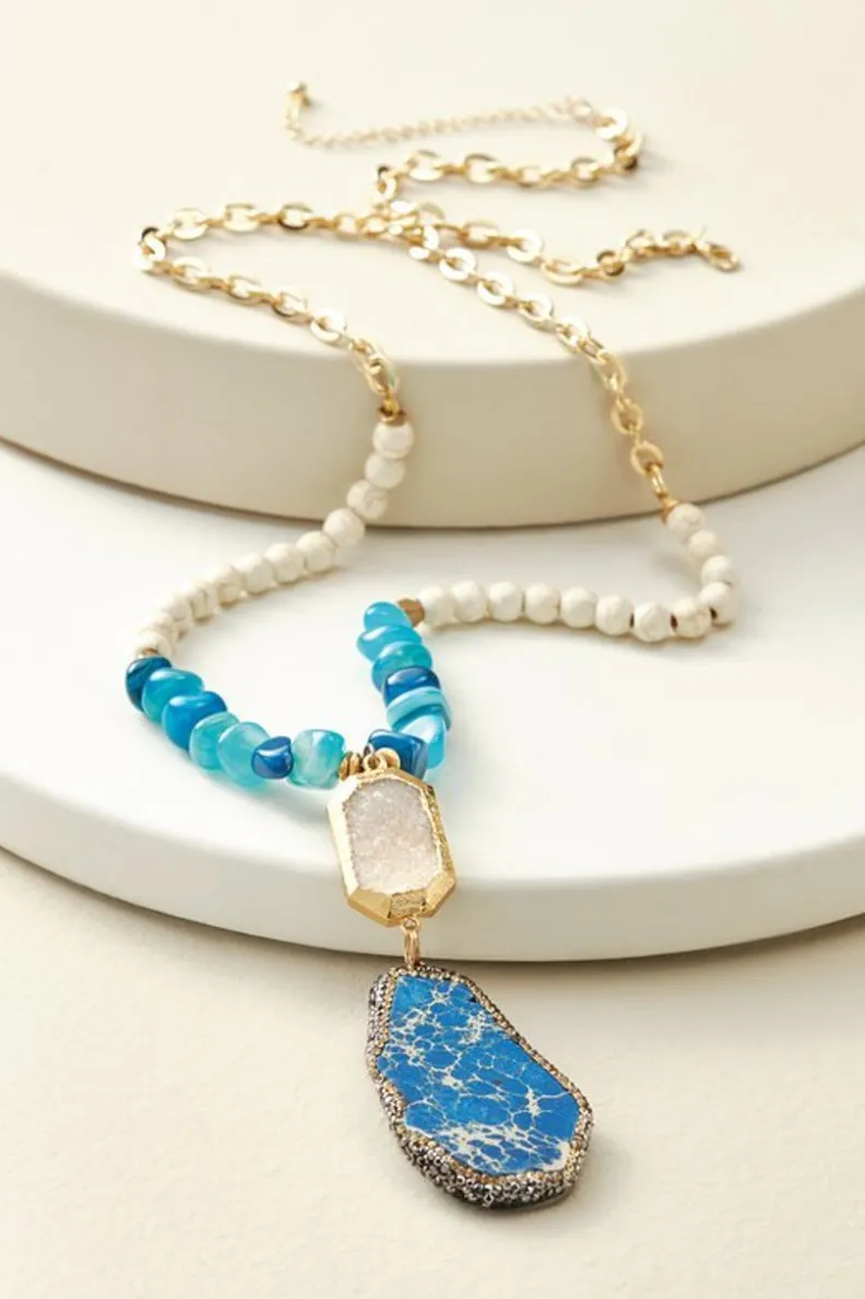 Clearance Soft Surroundings Aviana Reversible Pendant Necklace BlueLapis