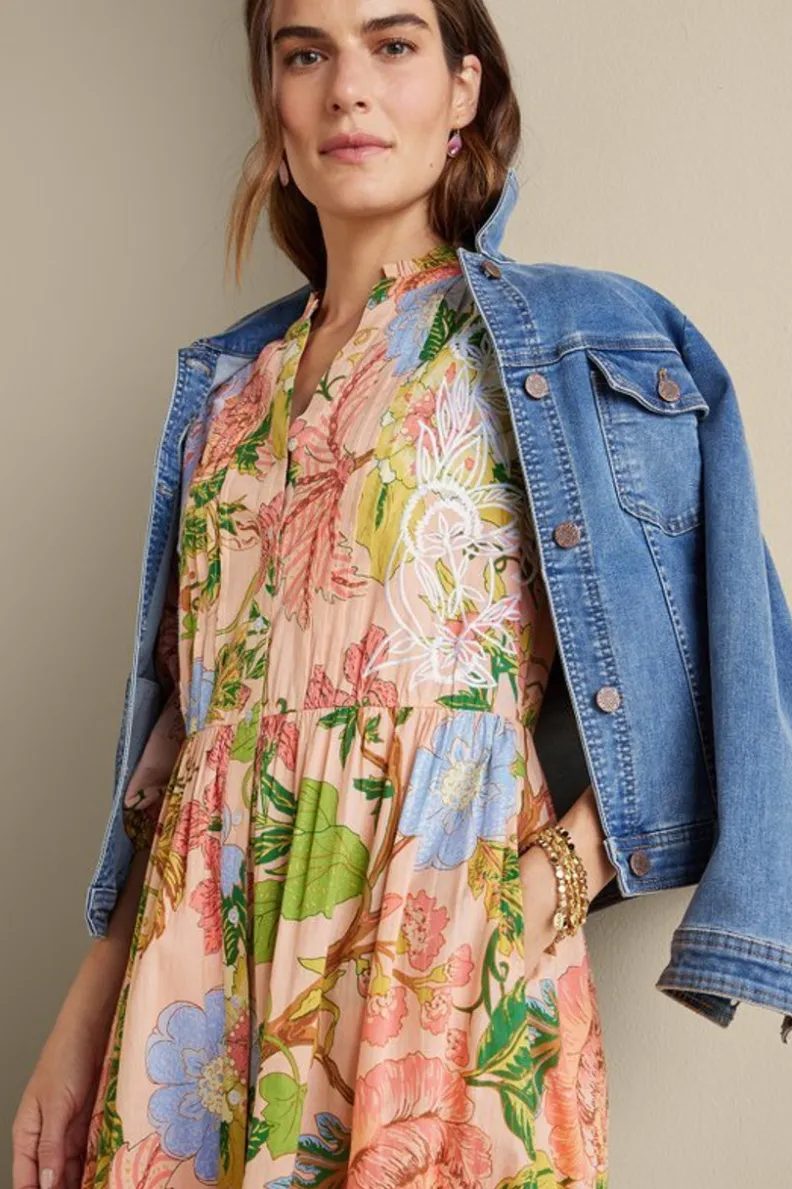 Best Soft Surroundings Bellicia Embroidered Midi Dress MultiFloral