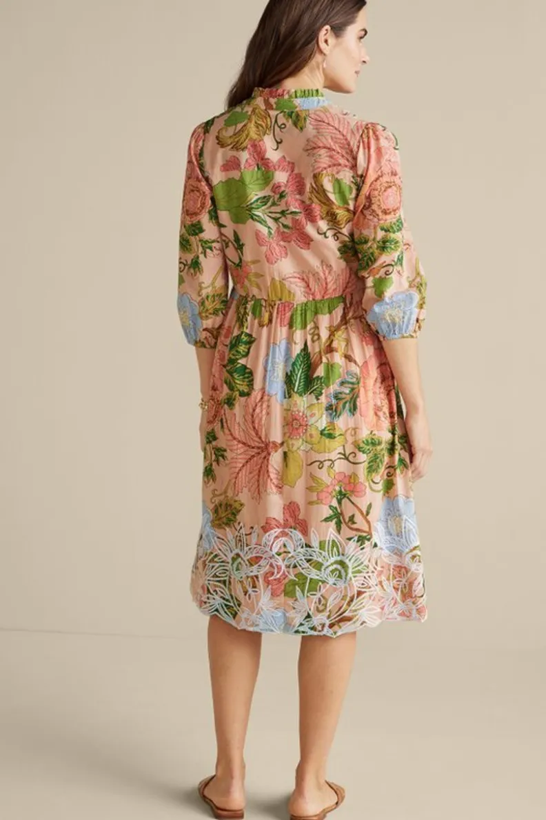 Best Soft Surroundings Bellicia Embroidered Midi Dress MultiFloral