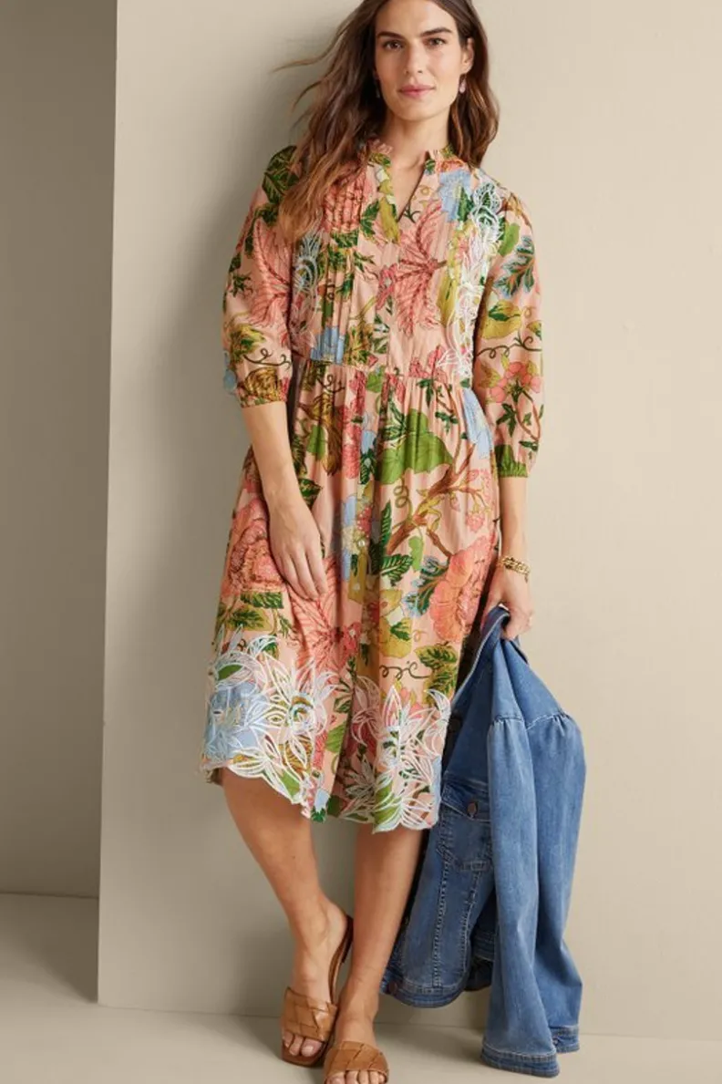 Best Soft Surroundings Bellicia Embroidered Midi Dress MultiFloral