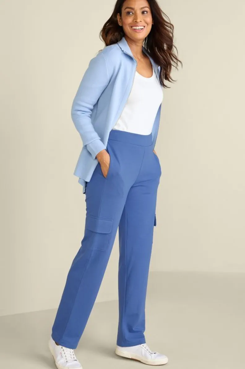 New Soft Surroundings Birdie French Terry Cargo Pants TrueNavy