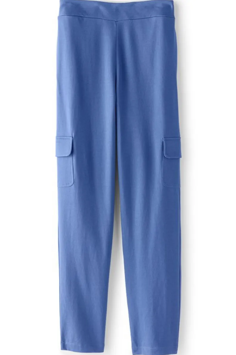 New Soft Surroundings Birdie French Terry Cargo Pants TrueNavy