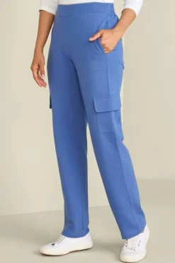 New Soft Surroundings Birdie French Terry Cargo Pants TrueNavy