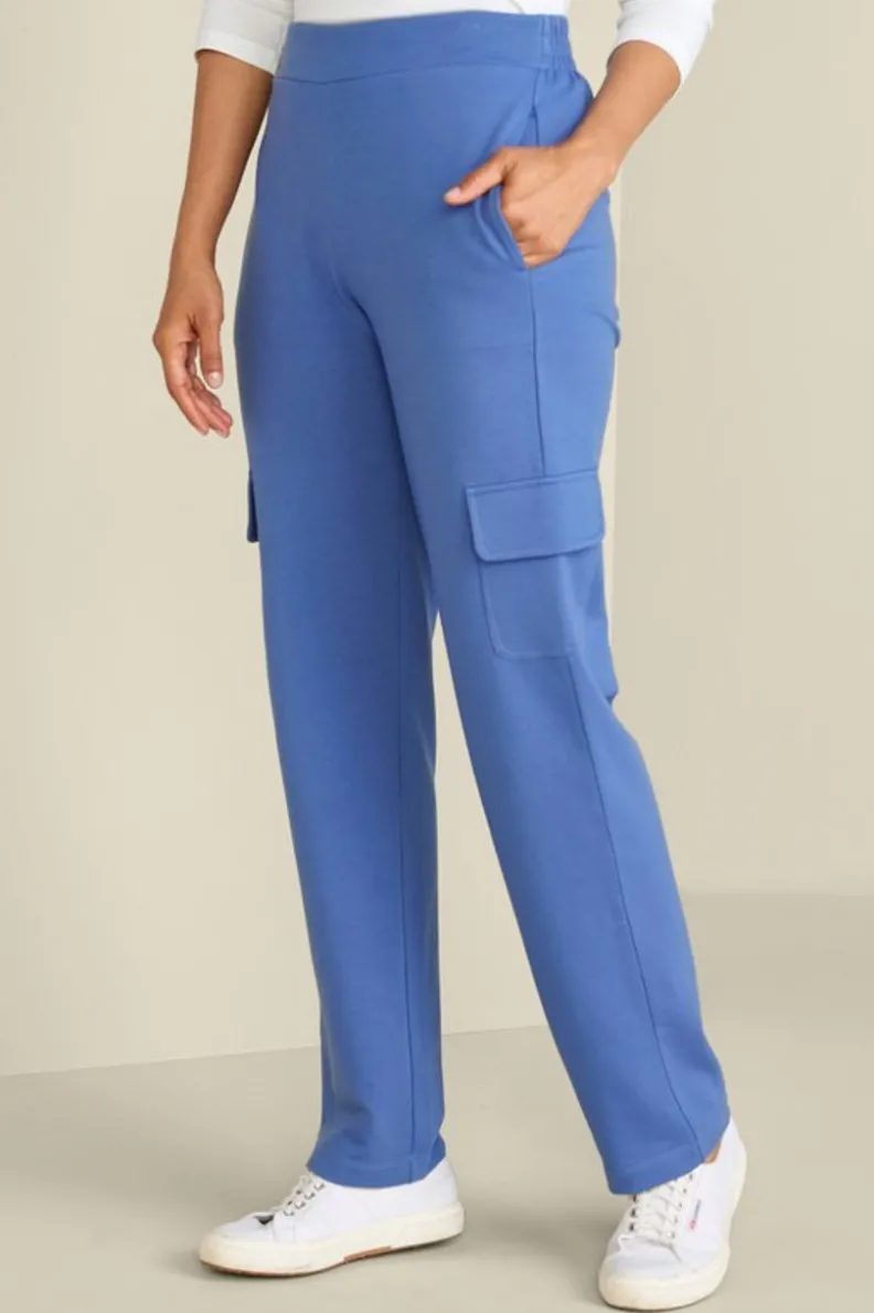 New Soft Surroundings Birdie French Terry Cargo Pants TrueNavy