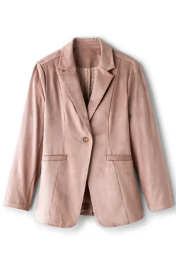 Fashion Soft Surroundings Breck Faux Suede Blazer Stone