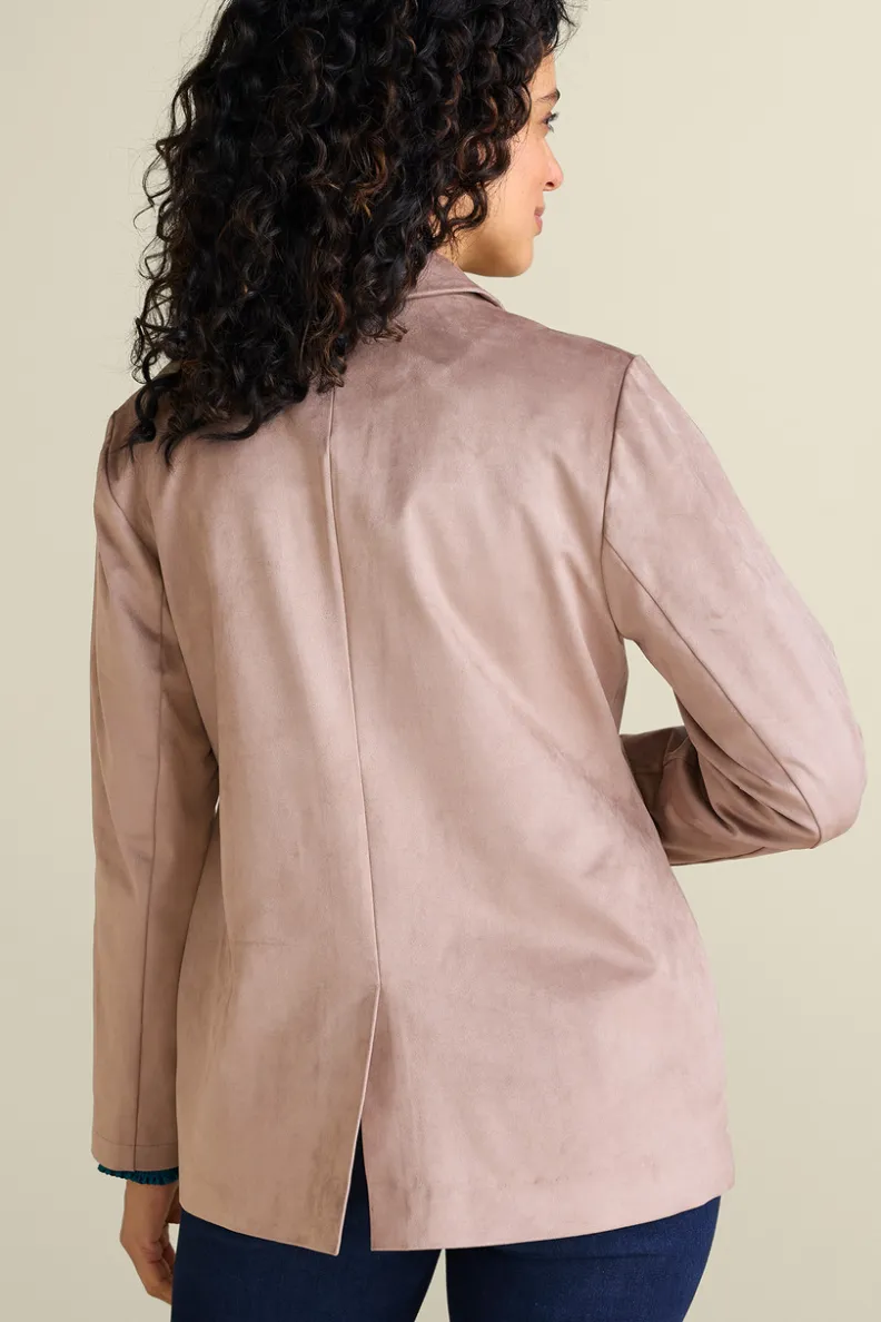 Fashion Soft Surroundings Breck Faux Suede Blazer Stone