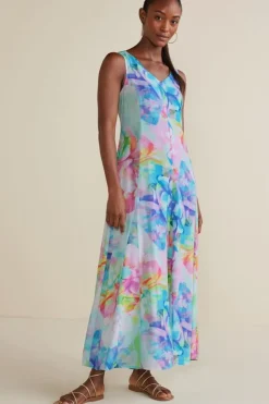 Clearance Soft Surroundings Brenda Maxi Dress PainterlyMultiFloral