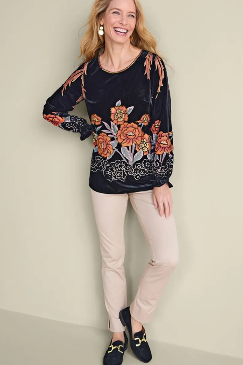 Sale Soft Surroundings Brielle Velvet Top BlackMulti