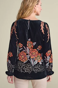 Sale Soft Surroundings Brielle Velvet Top BlackMulti