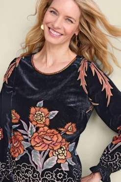 Sale Soft Surroundings Brielle Velvet Top BlackMulti