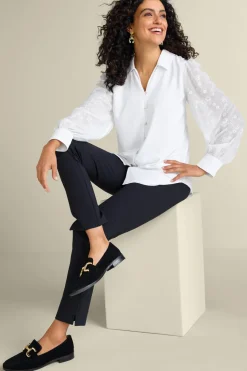 Sale Soft Surroundings Calathea Embroidered Sleeve Shirt White