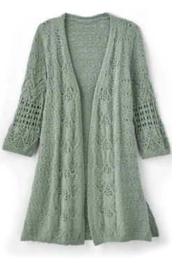 Fashion Soft Surroundings Calistoga Pointelle Cardigan GreenMilieu