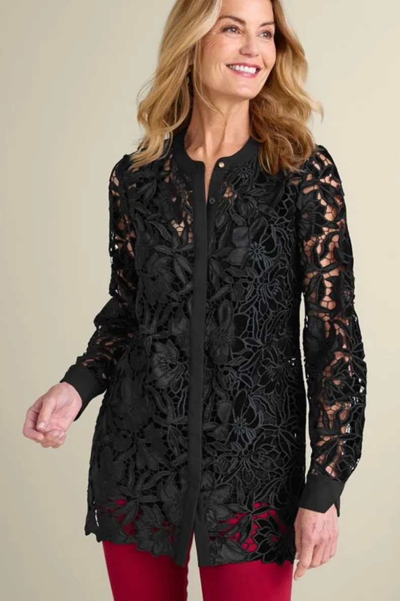 Outlet Soft Surroundings Candace Velvet Lace Tunic Black