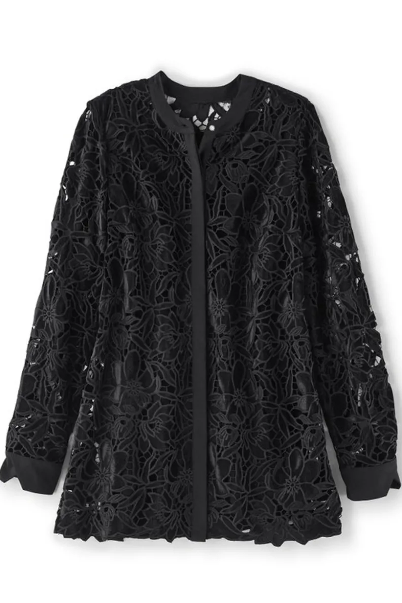 Outlet Soft Surroundings Candace Velvet Lace Tunic Black