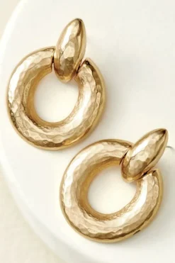 New Soft Surroundings Cara Hammered Hoop Earrings Gold