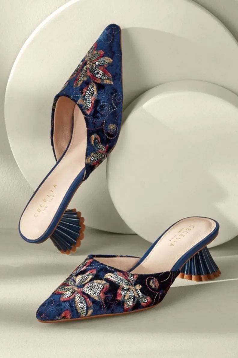 Best Soft Surroundings Cecelia Ny Melony Heel Slides NavySequin