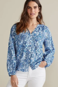 Online Soft Surroundings Celia Top SpringPaisleyChambray