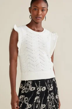 Outlet Soft Surroundings Celina Flutter Sleeve Sweater IvoryPearl