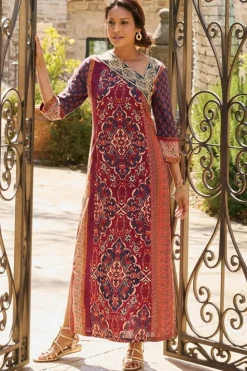 Outlet Soft Surroundings Cindra Maxi Dress AutumnalPatchwork