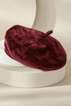 Sale Soft Surroundings Colette Velvet Beret Wine