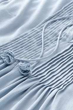 Best Soft Surroundings Connie Lace Trim Crepe Top BlueFog