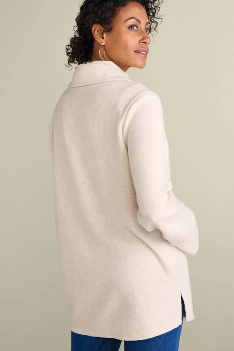 Hot Soft Surroundings Cozy Boyfriend Shirt SoftTaupeHeather