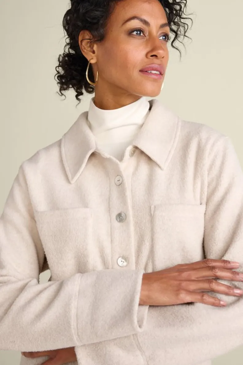 Hot Soft Surroundings Cozy Boyfriend Shirt SoftTaupeHeather