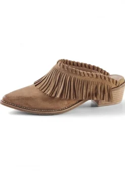 Best Soft Surroundings Dabney Fringe Suede Mules Taupe