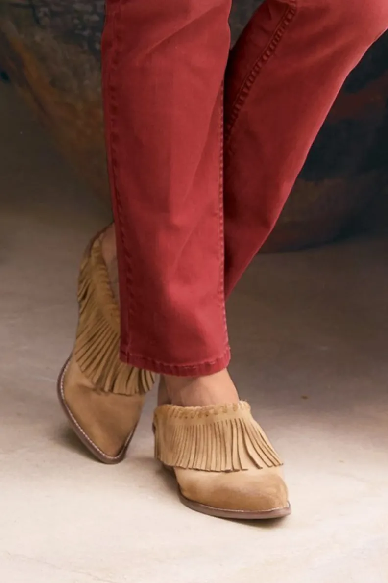 Best Soft Surroundings Dabney Fringe Suede Mules Taupe