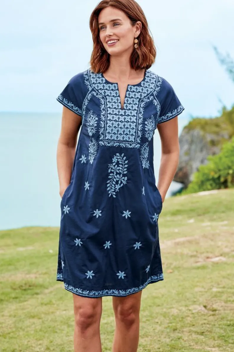 Hot Soft Surroundings Davina Short Dress Navy