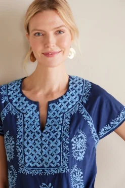 Hot Soft Surroundings Davina Short Dress Navy