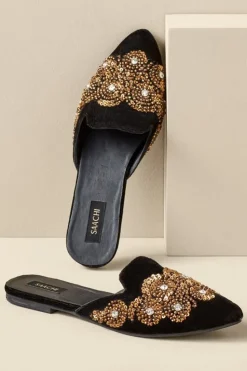 Sale Soft Surroundings Delilah Embellished Slide Black/Gold
