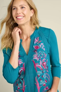New Soft Surroundings Delsie Embroidered Top