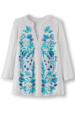 New Soft Surroundings Delsie Embroidered Top